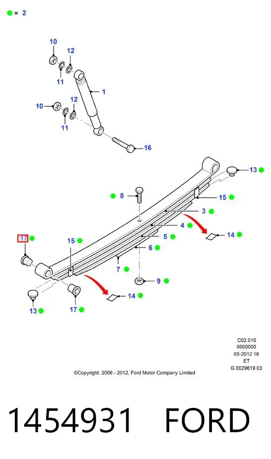 Silentblock przedni resoru tylnego 1454931 Ford