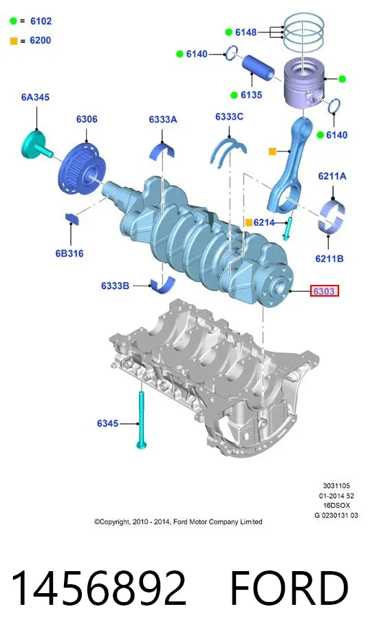 Wał korbowy silnika 1456892 Ford