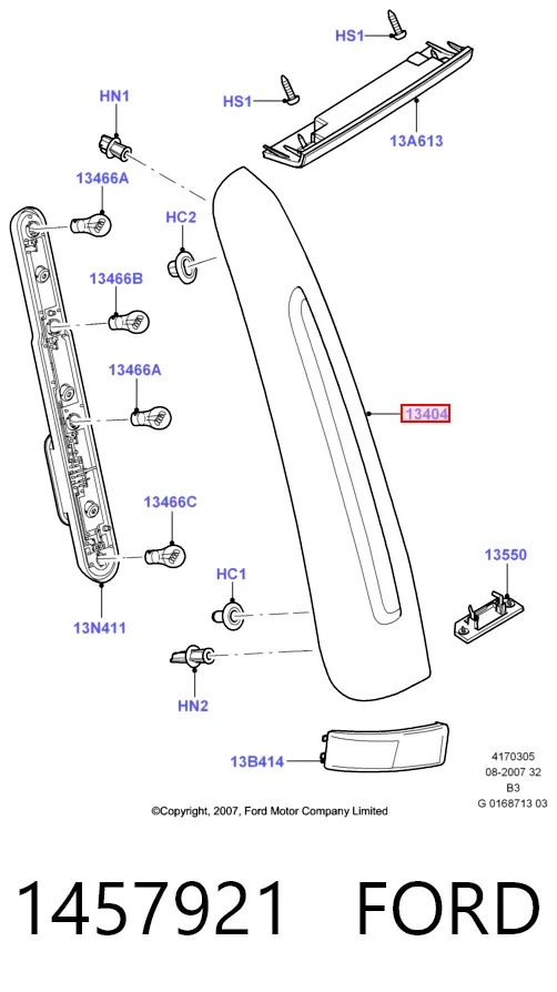 Lampa zespolona tylna prawa 1457921 Ford