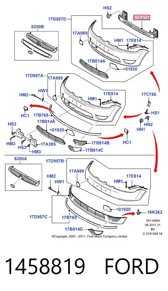 Wzmocnienie zderzaka przedniego 1458819 Ford