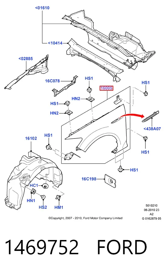 Błotnik przedni lewy 1469752 Ford