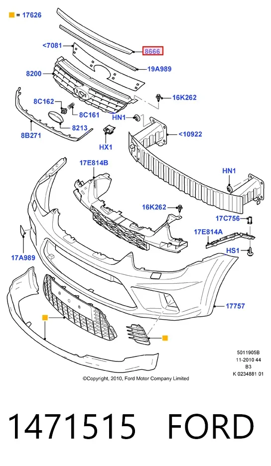 Listwa ochronna maski 1471515 Ford