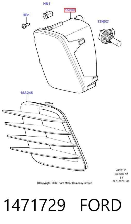 Lampa przeciwmgielna prawa 1471729 Ford