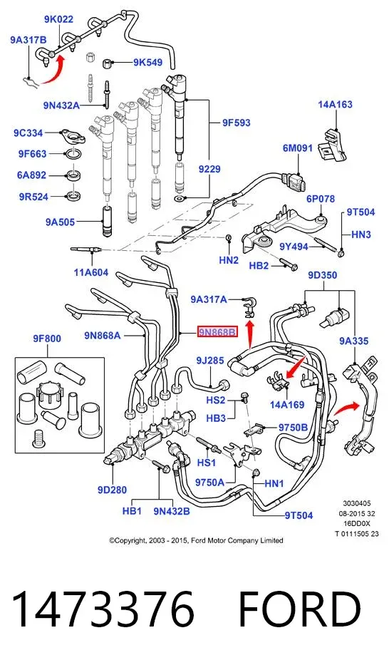 Rurka paliwa, zestaw 1473376 Ford