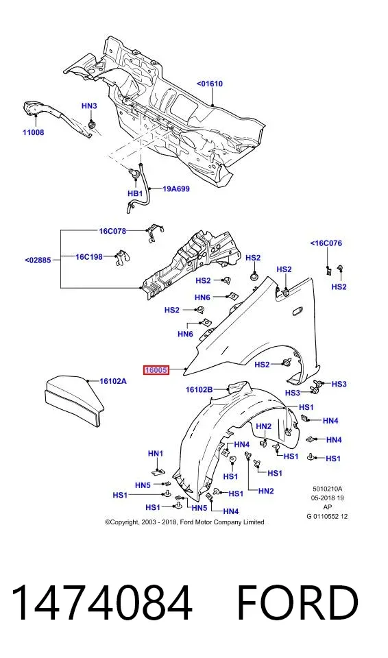 Błotnik przedni lewy 1474084 Ford
