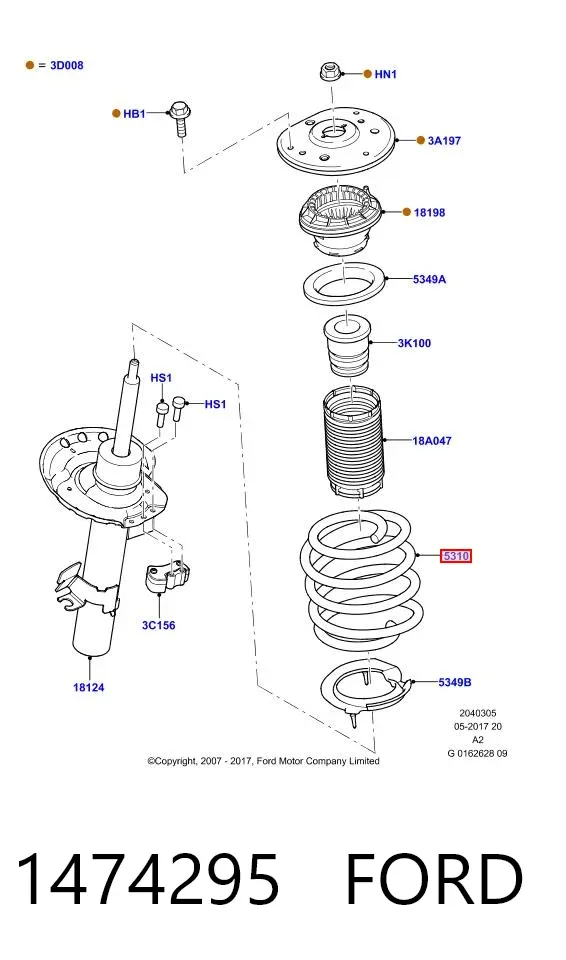 Sprężyna przednia 1474295 Ford