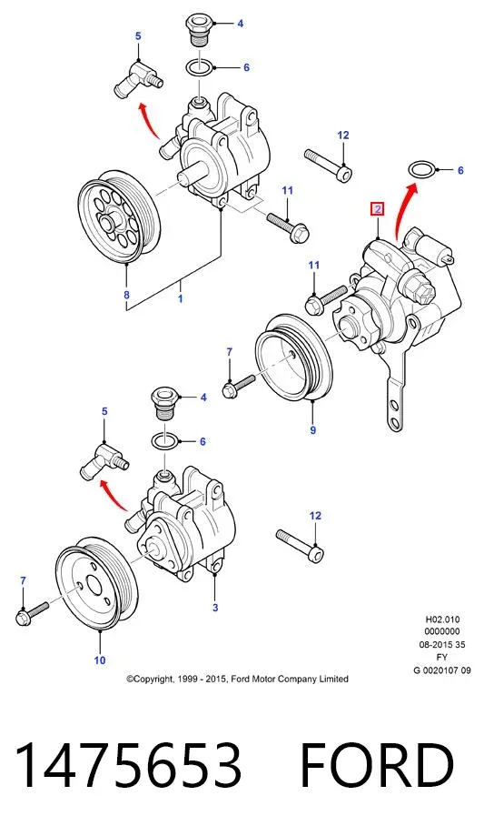 Pompa wspomagania hydraulicznego kierownicy 1475653 Ford
