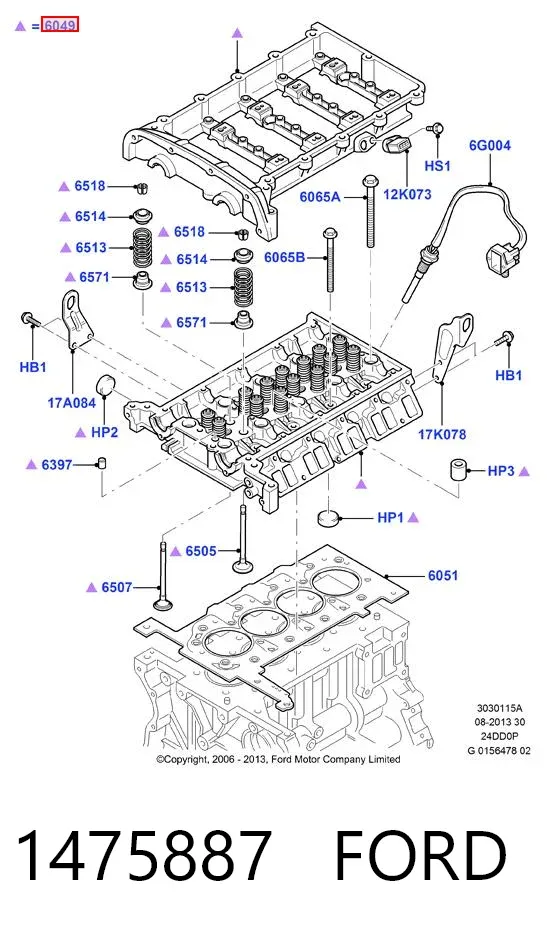 Głowica cylindrów 1475887 Ford
