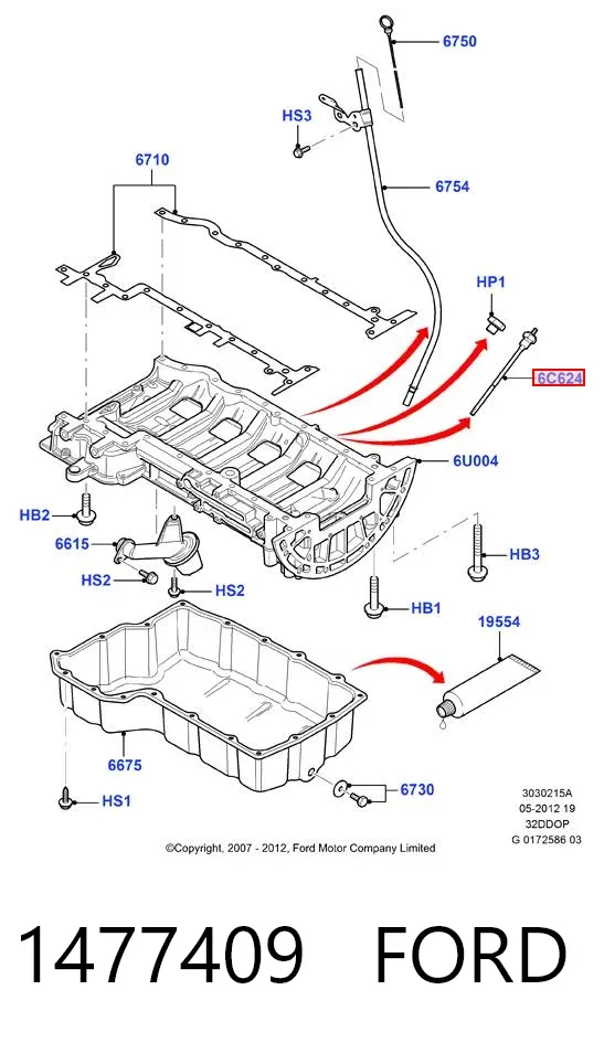 Czujnik poziomu oleju silnikowego 1477409 Ford