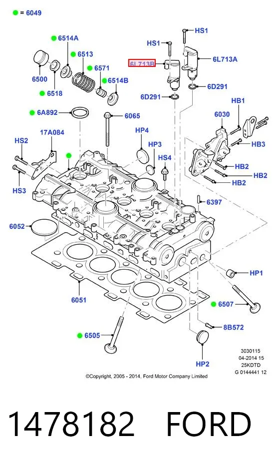 Zawór elektromagnetyczny faz rozrządu 1478182 Ford