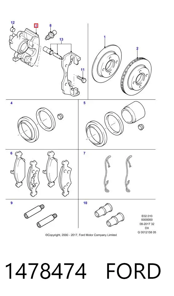 Zacisk hamulcowy przedni prawy 1478474 Ford