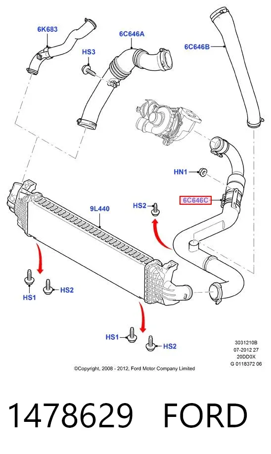 Przewód (króciec) intercoolera 1478629 Ford