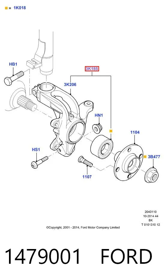 Czop (zwrotnica) przedni lewy 1479001 Ford