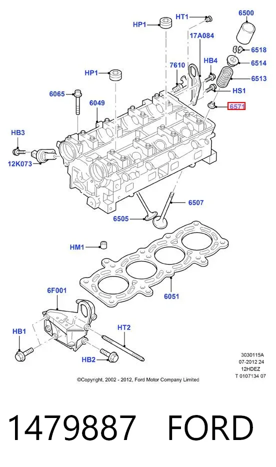 Uszczelniacz zaworu wylotowego 1479887 Ford