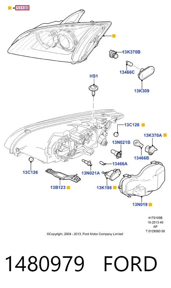 Reflektor prawy 1480979 Ford