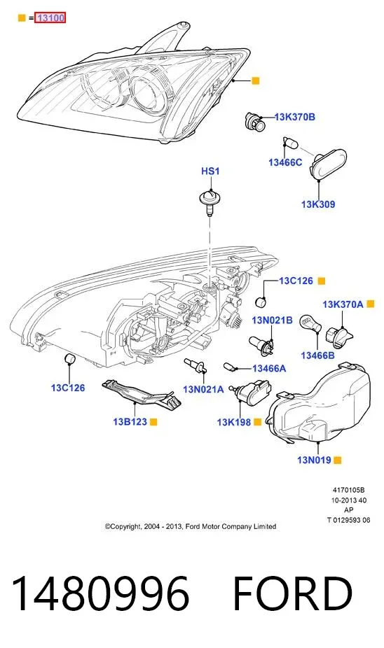 Reflektor lewy 1480996 Ford