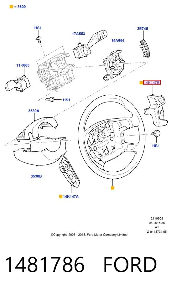 Zespół przełączników pod kierownicą 1481786 Ford