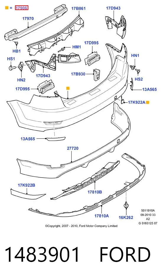 Zderzak tylny 1483901 Ford