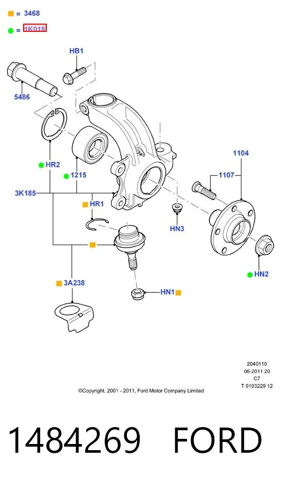 Łożysko piasty przedniej 1484269 Ford