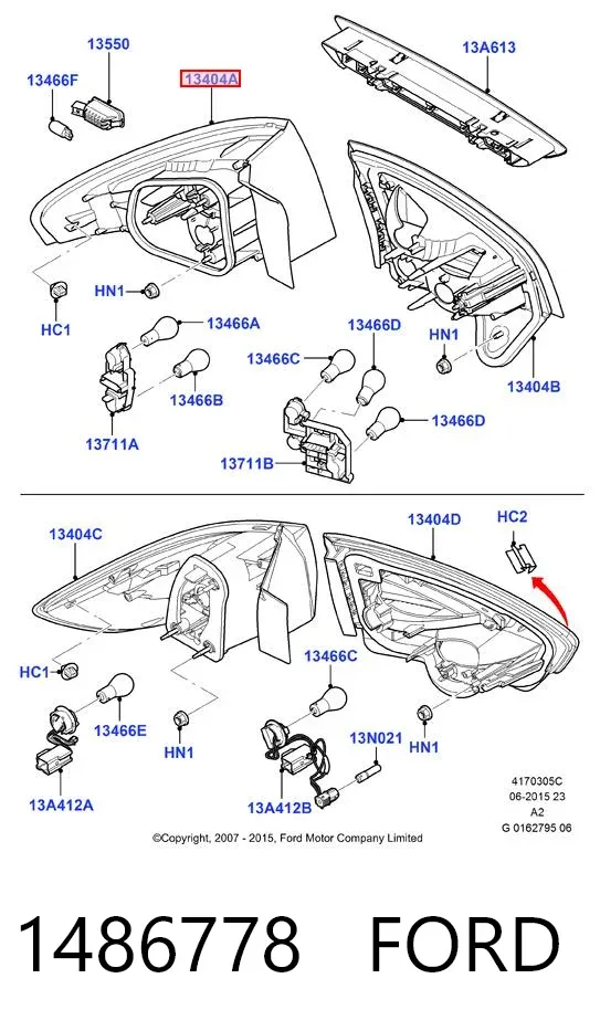 Lampa zespolona tylna prawa zewnętrzna 1486778 Ford