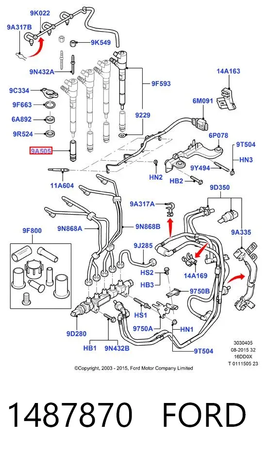 Zestaw naprawczy wtryskiwacza 1487870 Ford