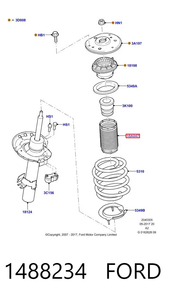 Osłona amortyzatora przedniego 1488234 Ford