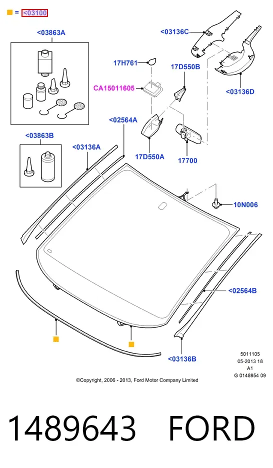 Szyba przednia 1489643 Ford