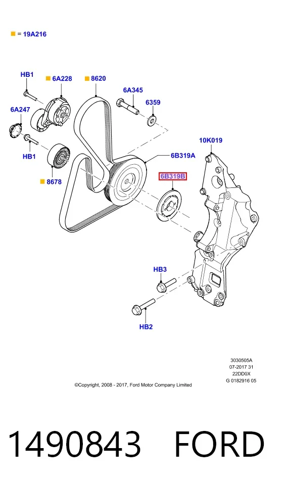 Koło pasowe wału korbowego 1490843 Ford