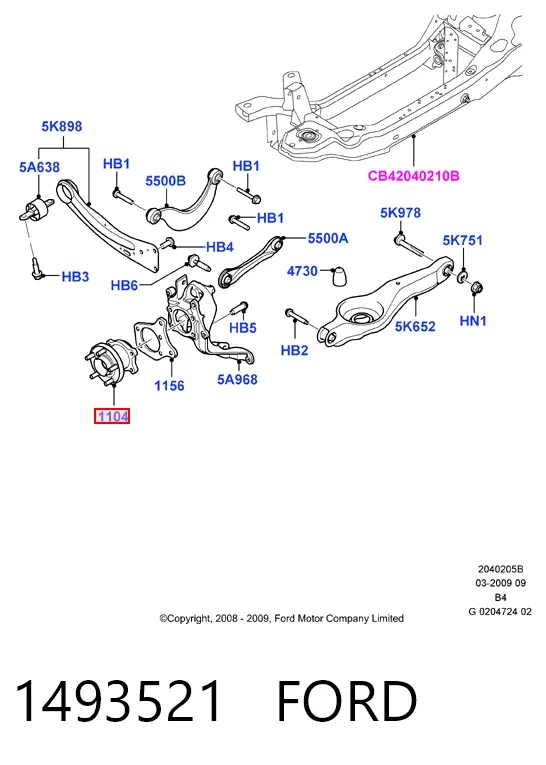 Piasta tylna 1493521 Ford