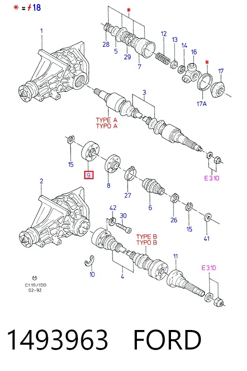 Przegub homokinetyczny wewnętrzny tylny 1493963 Ford