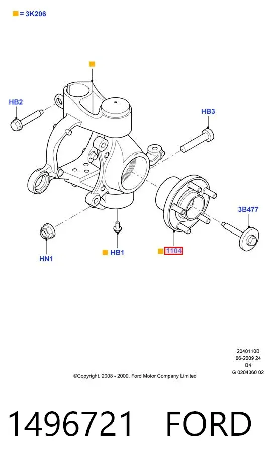 Piasta przednia 1496721 Ford