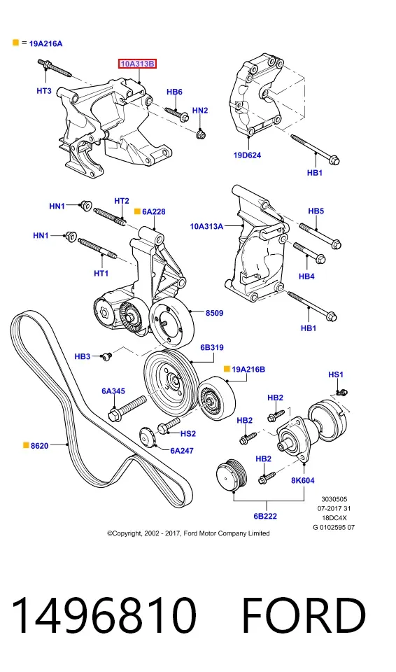 Wspornik alternatora 1496810 Ford