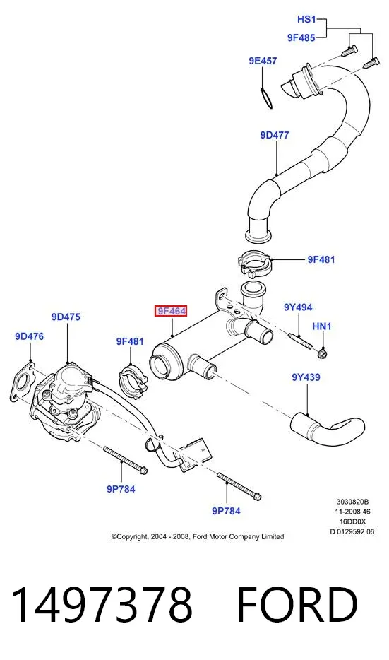 Chłodnica układu recyrkulacji spalin EGR 1497378 Ford