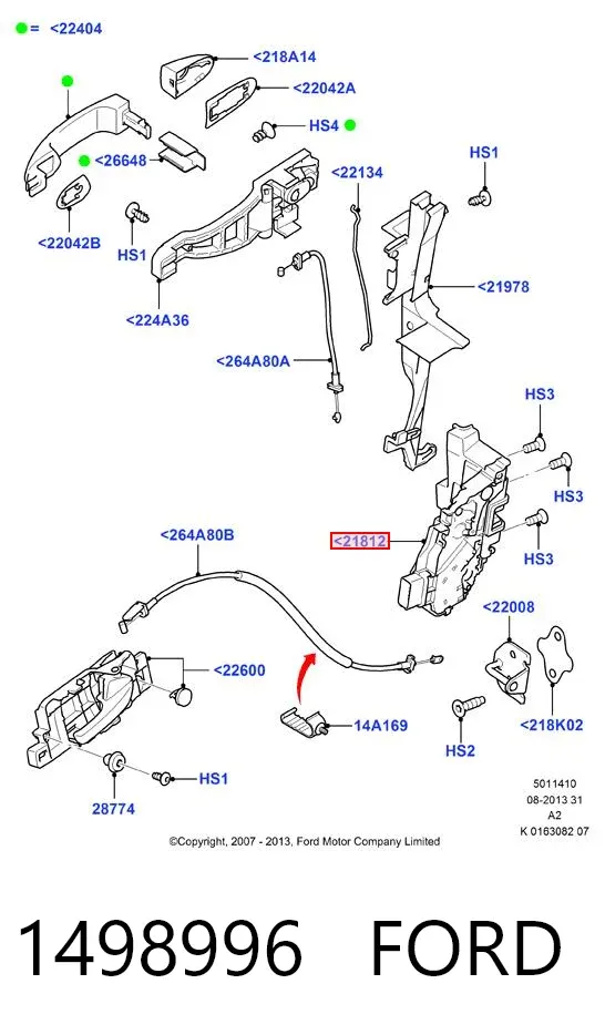 Zamek drzwi przednich prawych Ford Galaxy II CA1