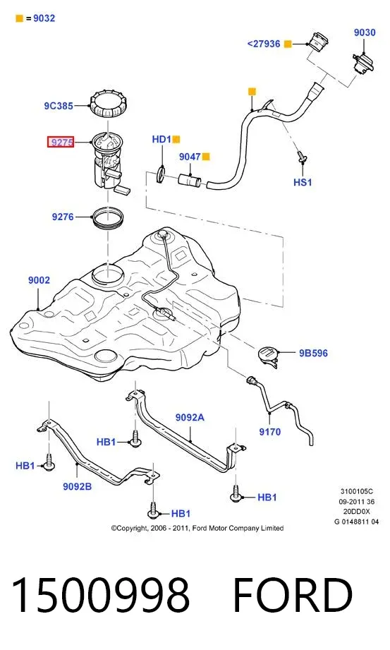 Moduł pompy paliwowej z czujnikiem poziomu paliwa 1500998 Ford