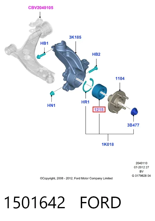 Łożysko piasty przedniej 1501642 Ford