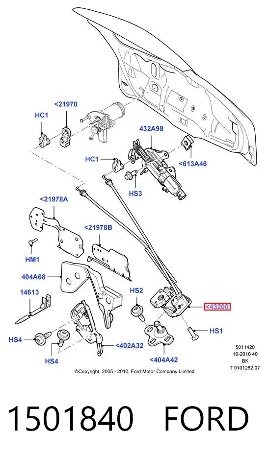 Zamek klapy bagażnika (3/5 drzwi tylnych) 1501840 Ford