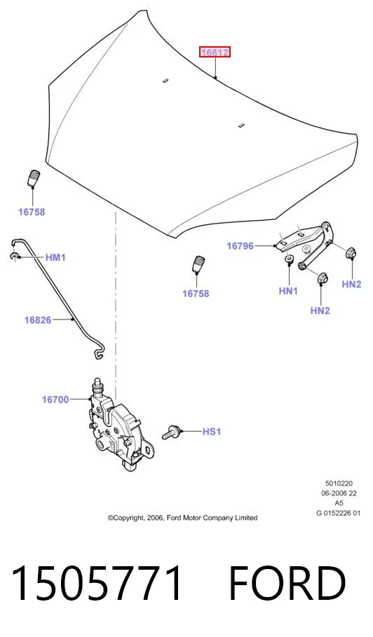 Maska silnika 1505771 Ford