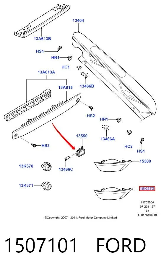 Przednia lampa przeciwmgielna tylna lewa 1507101 Ford