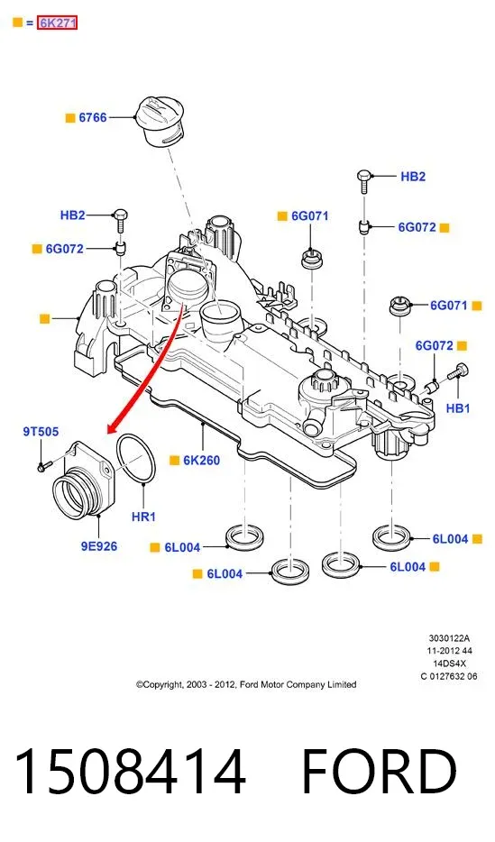 Pokrywa zaworowa 1508414 Ford