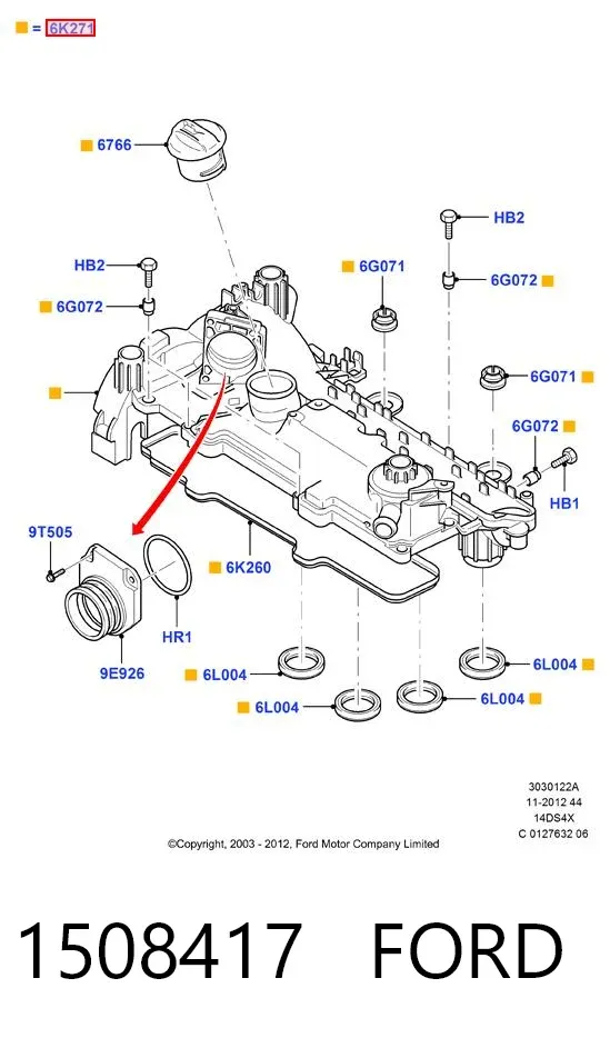 Pokrywa zaworowa 1508417 Ford