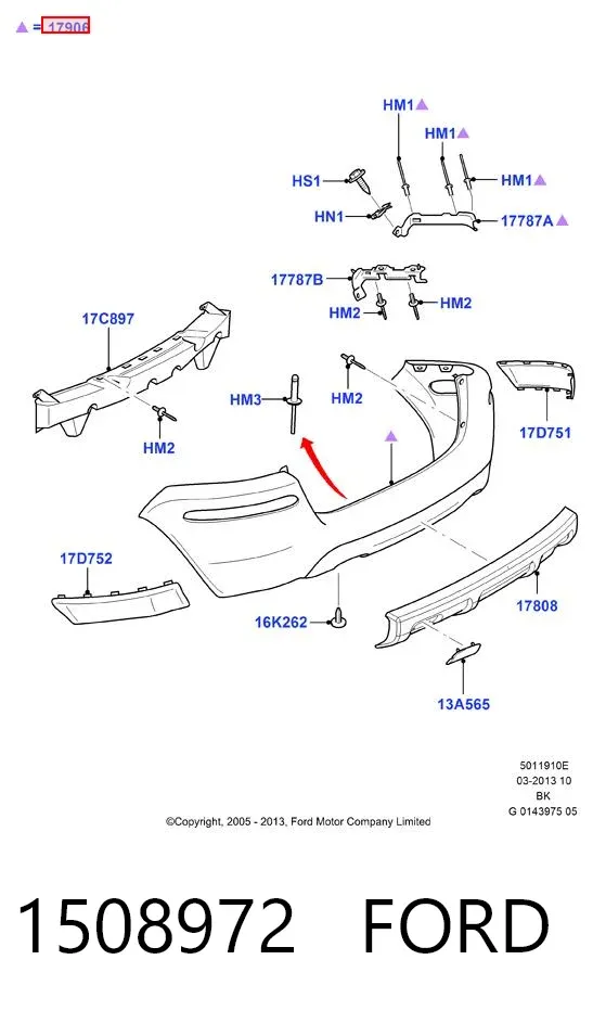 Zderzak tylny 1508972 Ford