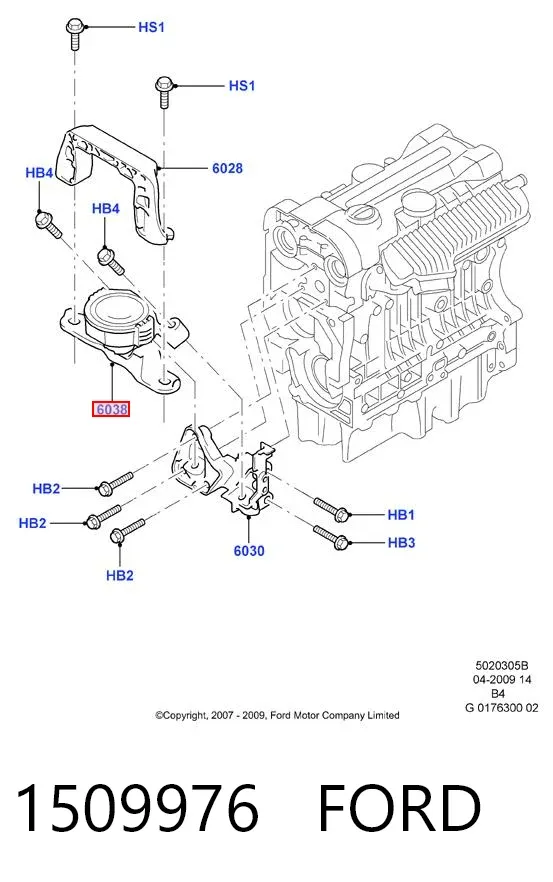 Poduszka (podpora) silnika prawa 1509976 Ford