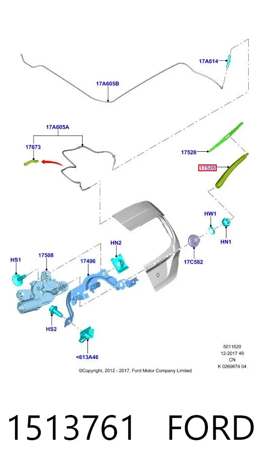 Ramię wycieraczki szyby tylnej 1513761 Ford