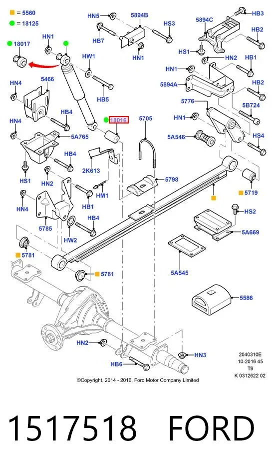 Silentblock amortyzatora tylnego 1517518 Ford