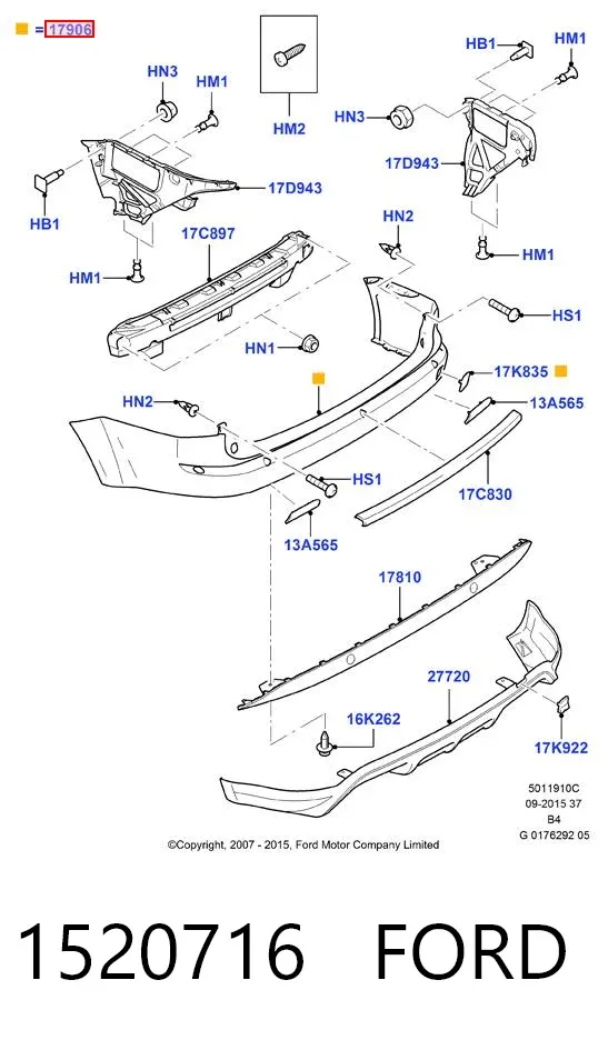Zderzak tylny 1520716 Ford