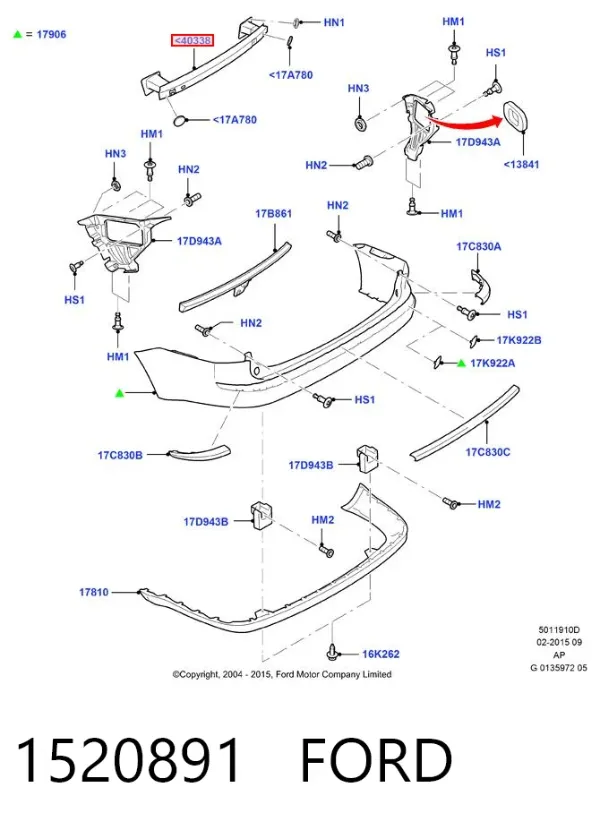 Wzmocnienie zderzaka tylnego 1520891 Ford