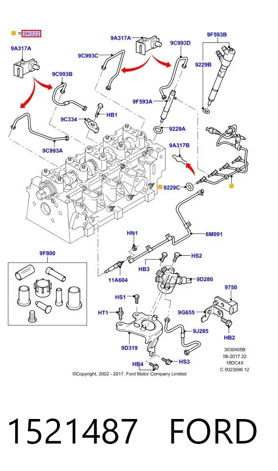Rurka paliwa, zwrotna od wtryskiwaczy 1521487 Ford