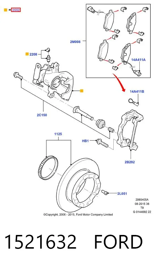Zacisk hamulcowy tylny prawy 1521632 Ford