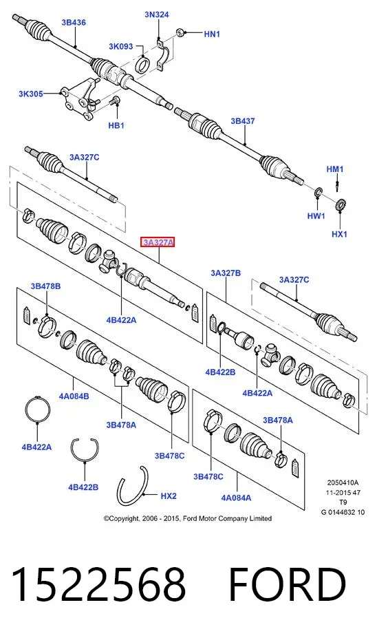 Przegub homokinetyczny wewnętrzny trójramienny 1522568 Ford